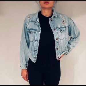 Classic distressed jean jacket